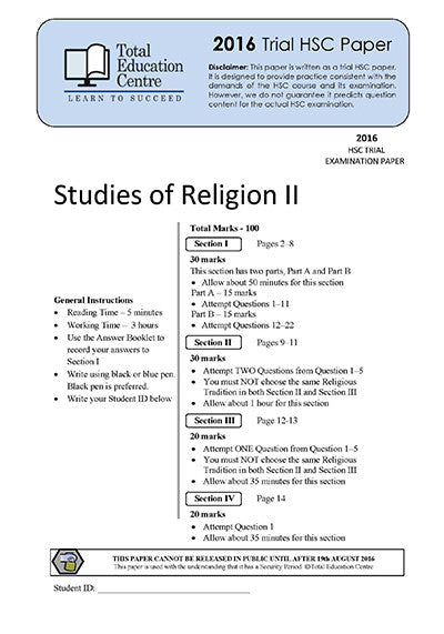 2016 Trial HSC Studies of Religion 2
