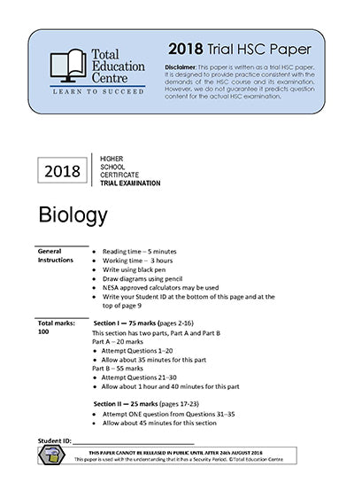 2018 Trial HSC Biology paper