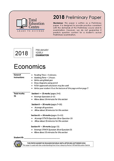 2018 Trial Prelim (Yr 11) Economics