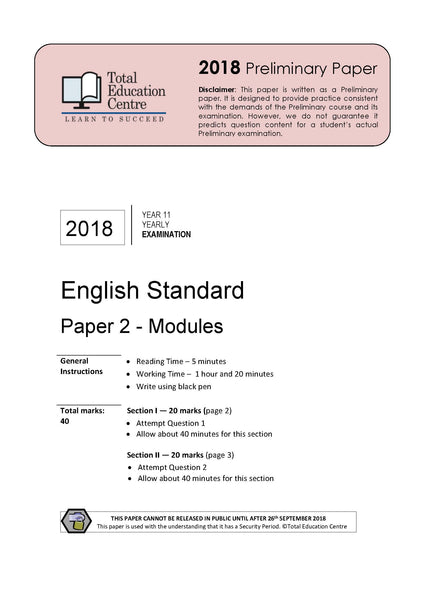 2018 English Standard Year 11 - Paper 2 Modules