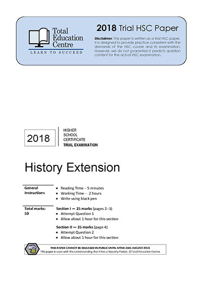 2018 Trial HSC Extension History