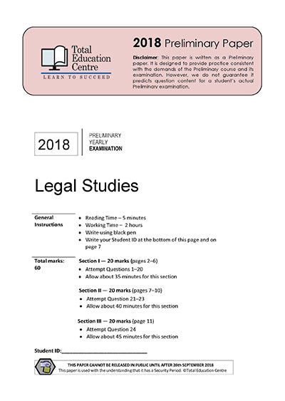 2018 Trial Prelim (Yr 11) Legal Studies