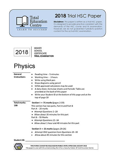 2018 Trial HSC Physics paper