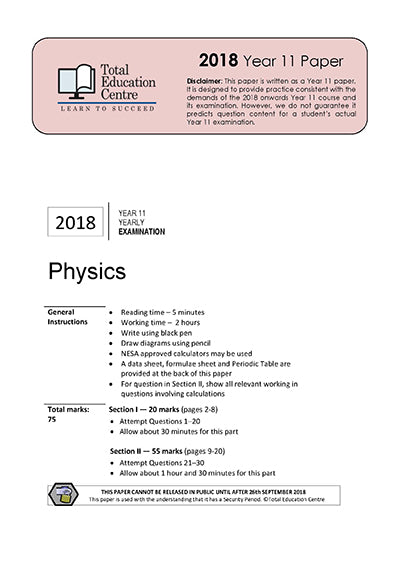 2018 Physics Year 11