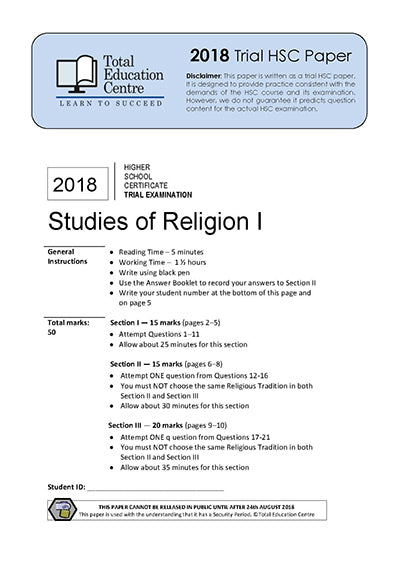 2018 Trial HSC Studies of Religion 1