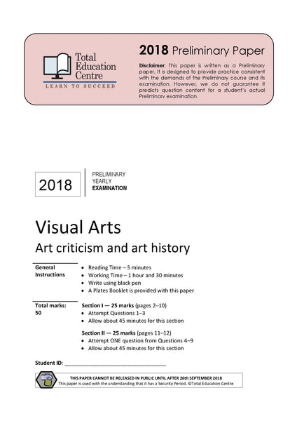 2018 Trial Preliminary (Yr 11) Visual Arts