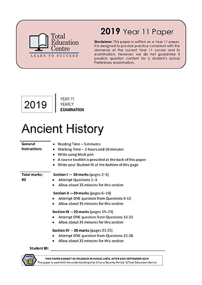 2019 Ancient History Year 11