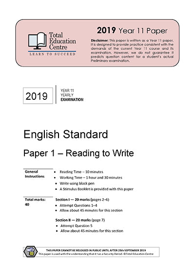 2019 English Standard Year 11 - Paper 1