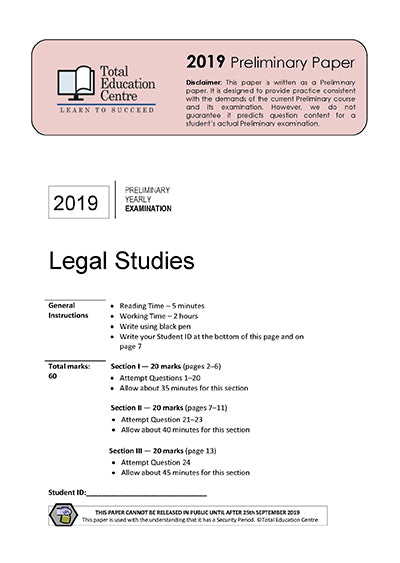 2019 Preliminary (Yr 11) Legal Studies