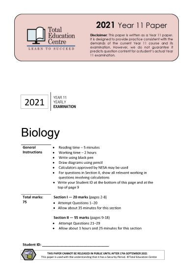 2021 Biology Year 11
