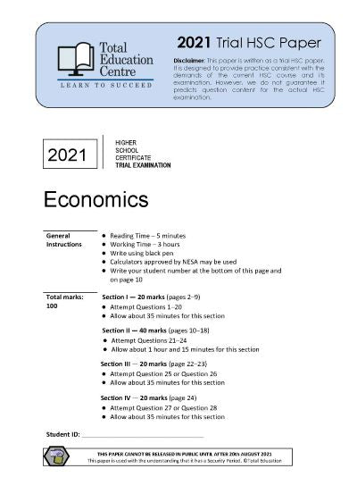 2021 Trial HSC Economics
