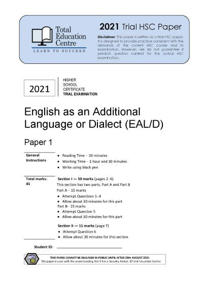 2021 English EAL/D HSC Paper 1