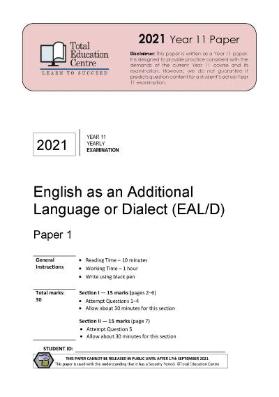 2021 English EALD YR 11 Paper 1