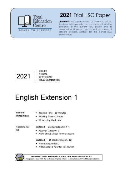 2021 Trial HSC English Extension 1