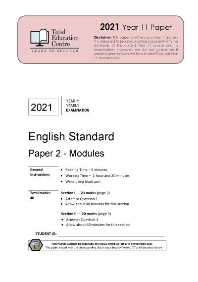 2021 English Standard Year 11 - Paper 2 Modules