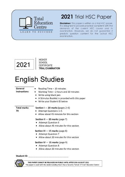 2021 English Studies HSC Trial