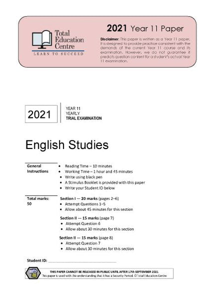2021 English Studies Year 11