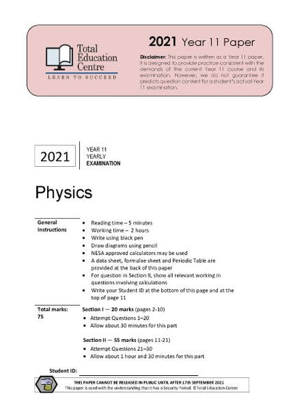 2021 Physics Year 11