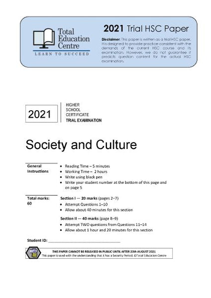 2021 Trial HSC Society and Culture