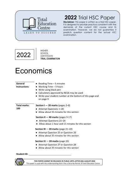 2022 Trial HSC Economics