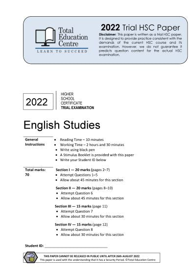 2022 English Studies HSC Trial