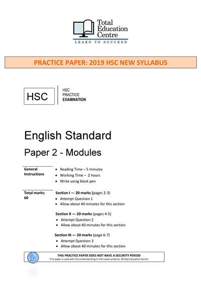 Practice HSC English STANDARD Paper 2: Modules | Total Education Centre