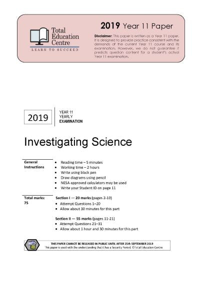 2019 Investigating Science Yr 11