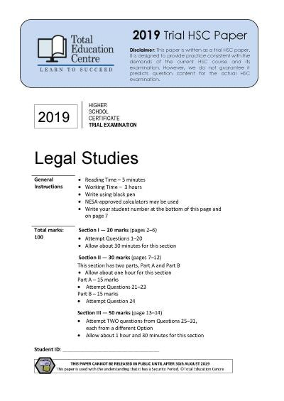 2019 Trial HSC Legal Studies