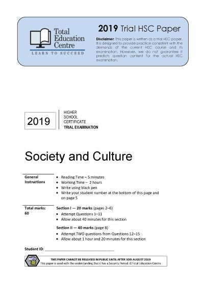 2019 Trial HSC Society and Culture