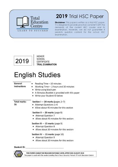 2019 English Studies HSC Trial