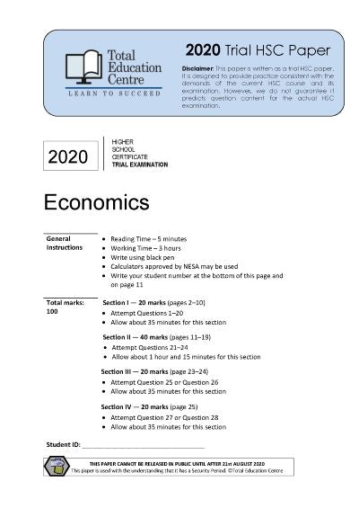 2020 Trial HSC Economics