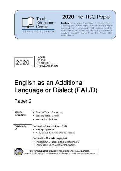 2020 English EAL/D HSC Paper 2