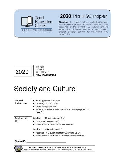 2020 Trial HSC Society and Culture