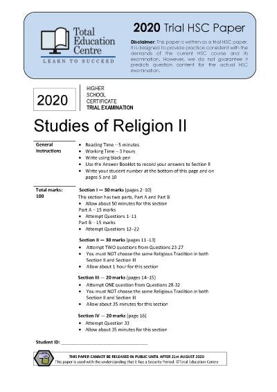 2020 Trial HSC Studies of Religion II