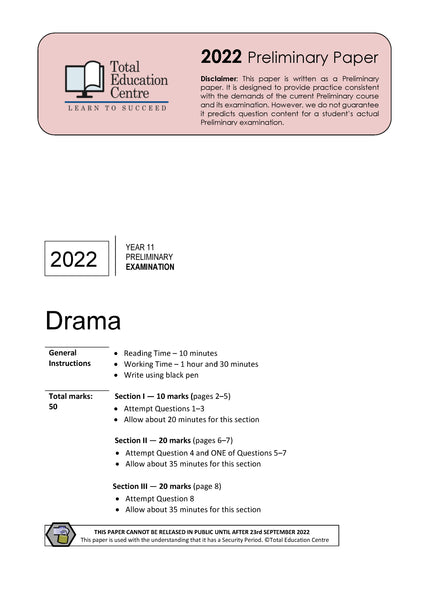 2022 Preliminary (Yr 11) Drama