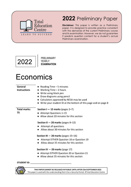 2022 Preliminary (Yr 11) Economics