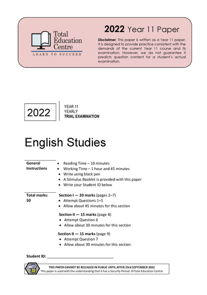 2022 English Studies Year 11