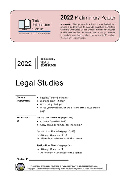 2022 Preliminary (Yr 11) Legal Studies