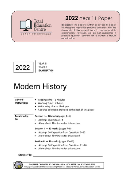2022 Modern History Year 11