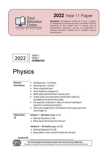 2022 Physics Year 11