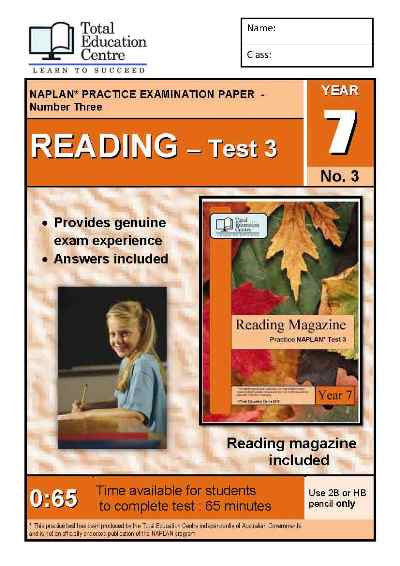 Year 7 NAPLAN Reading Test 3