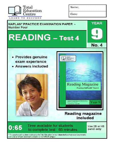 Year 9 NAPLAN Reading Test 4