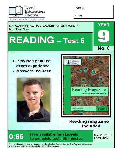 Year 9 NAPLAN Reading Test 5