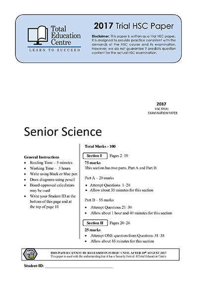2017 Trial HSC Senior Science paper