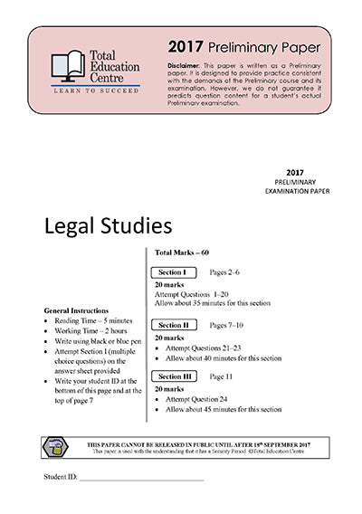 2017 Trial Prelim (Yr 11) Legal Studies