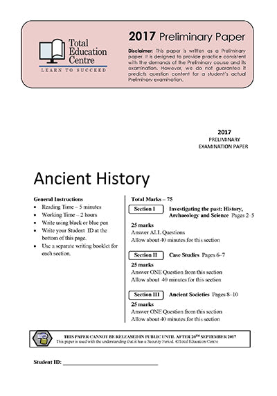 2017 Trial Prelim (Yr 11) Ancient History