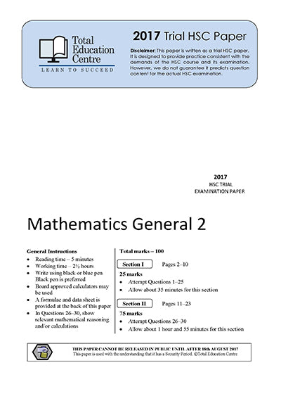 2017 Trial HSC General Mathematics