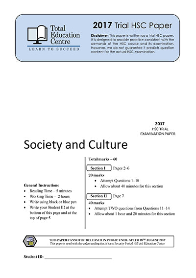 2017 Trial HSC Society and Culture