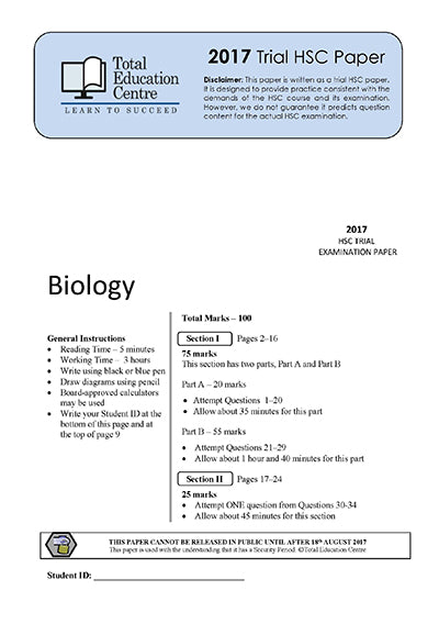2017 Trial HSC Biology paper