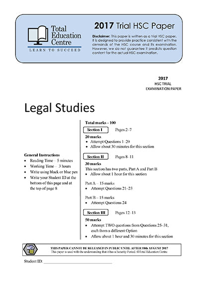 2017 Trial HSC Legal Studies
